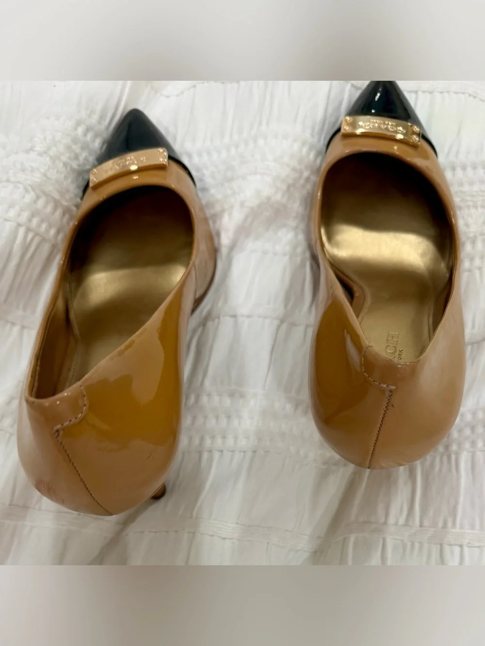 Coach Zan patent leather pumps two toned - black and gold. Size US Women’s 6
